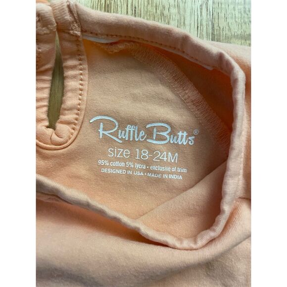 RuffleButts Girls Peach Flutter Sleeve Bodysuit Size 18-24M - Picture 3 of 4